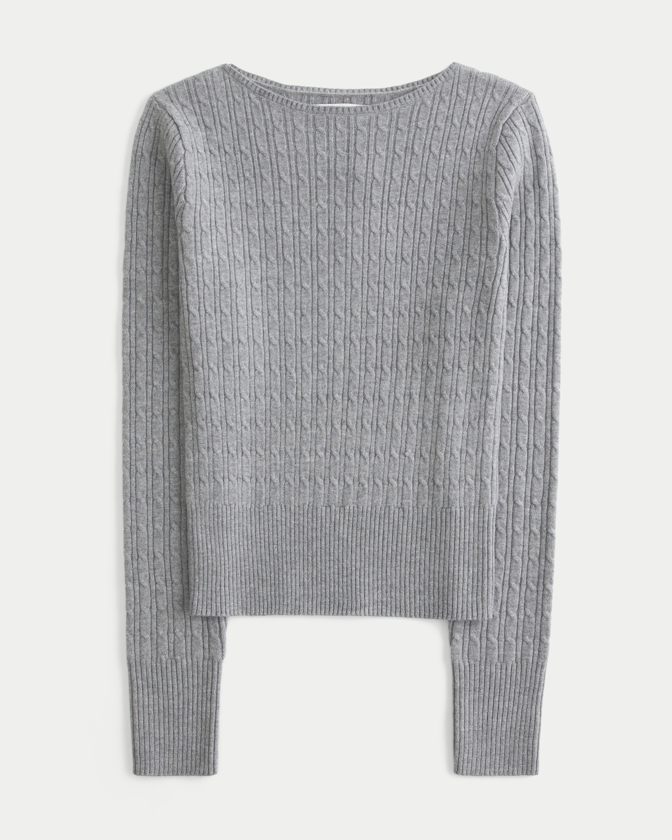 Cable-Knit Slash-Neck Sweater