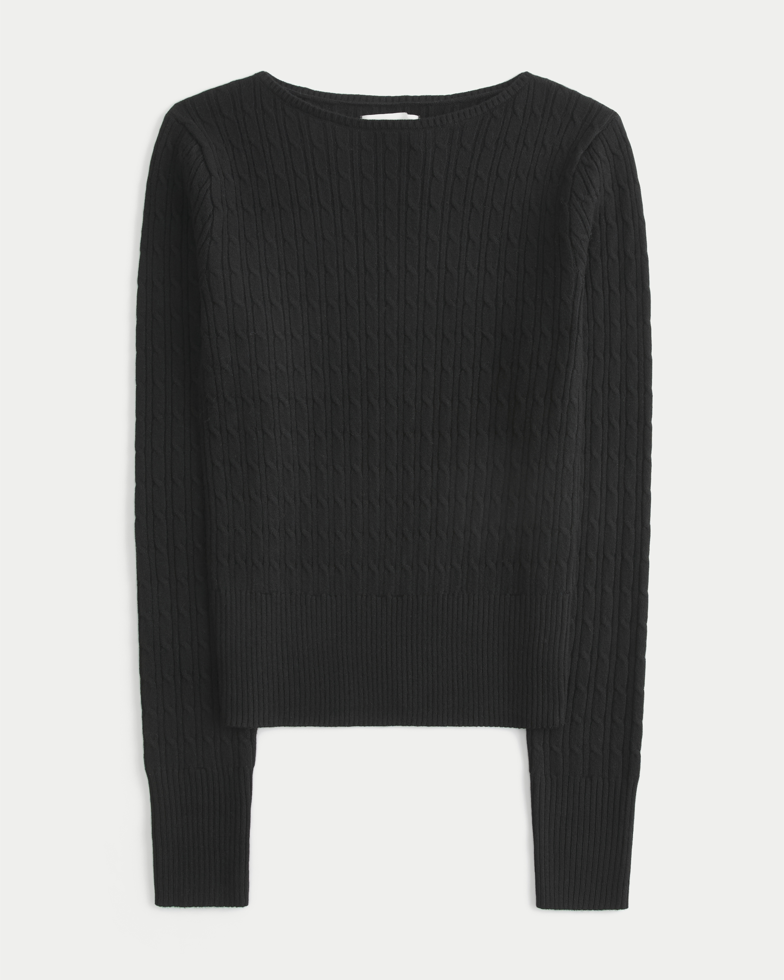 Cable-Knit Slash-Neck Sweater