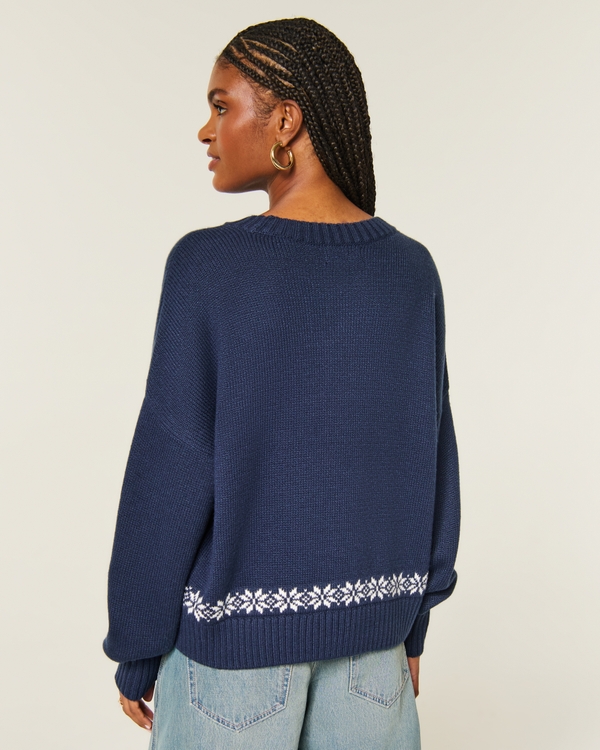 Easy Bear Graphic Crew Sweater, Navy Pattern view 2
