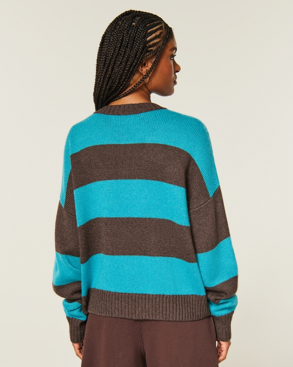 Easy Striped Crew Sweater, Brown Stripe view 2