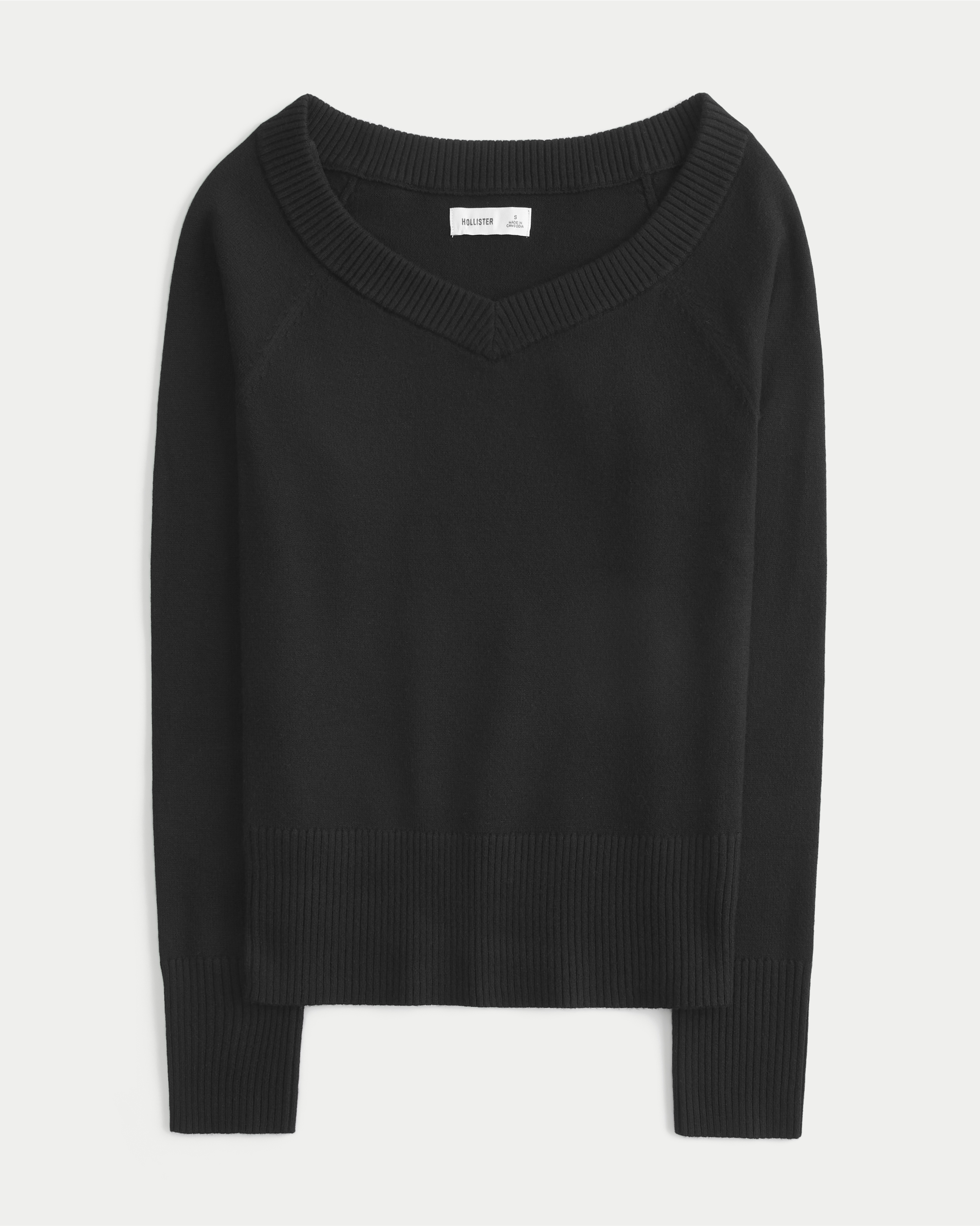 Wide V-Neck Raglan Sweater