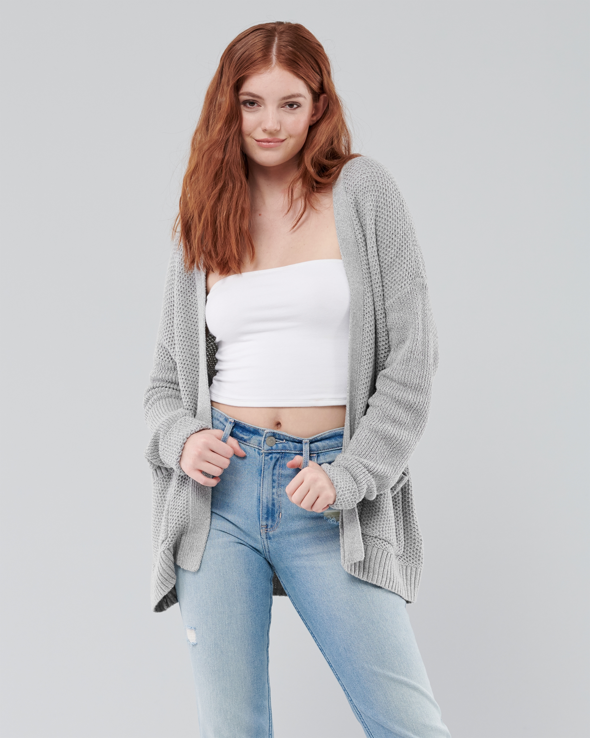 hollister grey cardigan