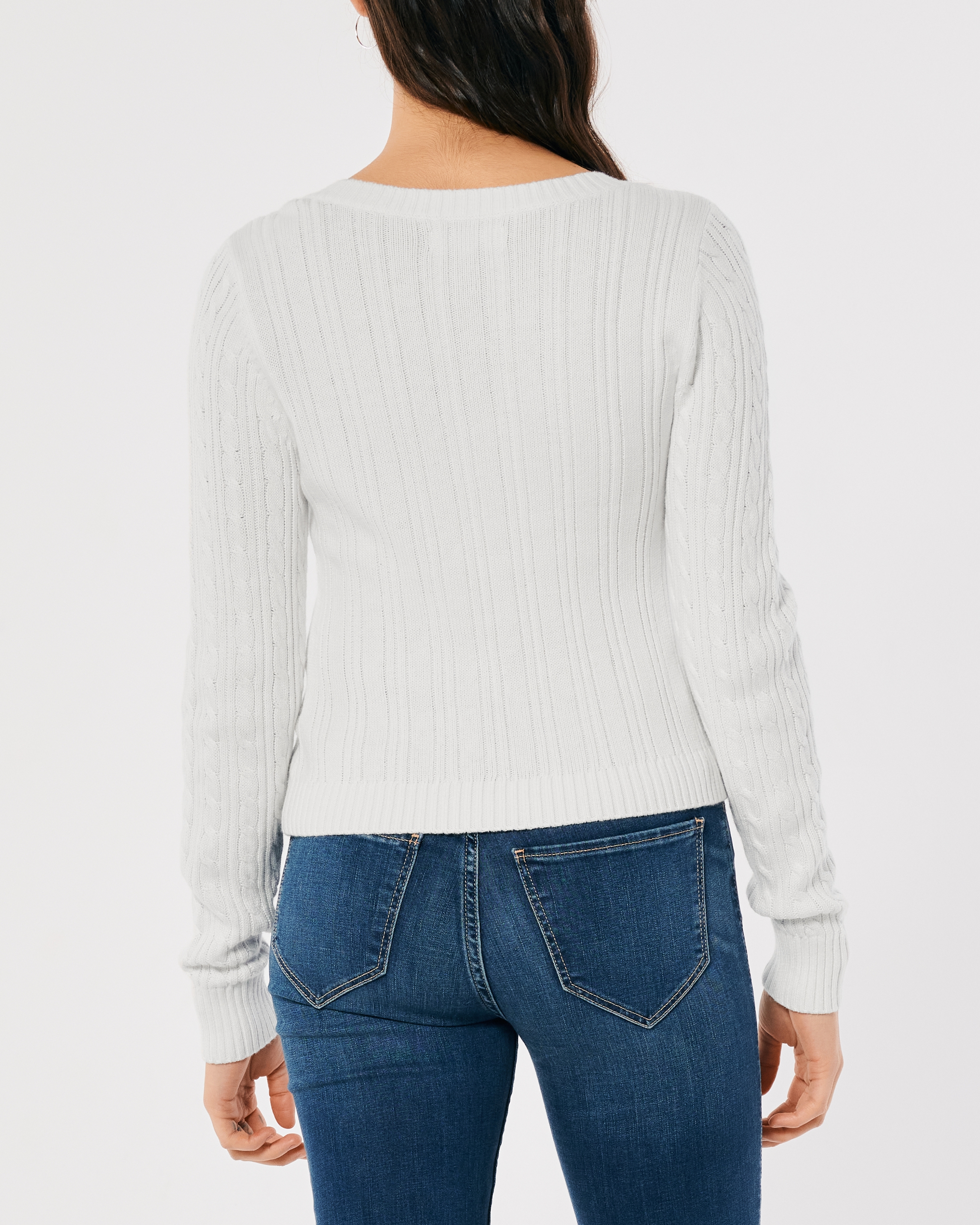 Hollister Cable-Knit Icon V-Neck Sweater