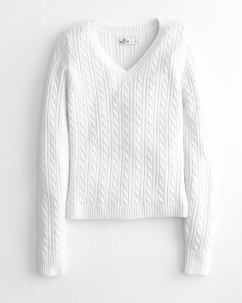 Women's Cable-Knit Icon V-Neck Sweater | Women's | HollisterCo.com