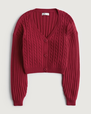 Women's Crop Cable-Knit Cardigan | Women's Tops | …