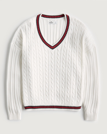 overloop Onderdompeling boom Women's Oversized Cable-Knit V-Neck Sweater | Women's Clearance |  HollisterCo.com