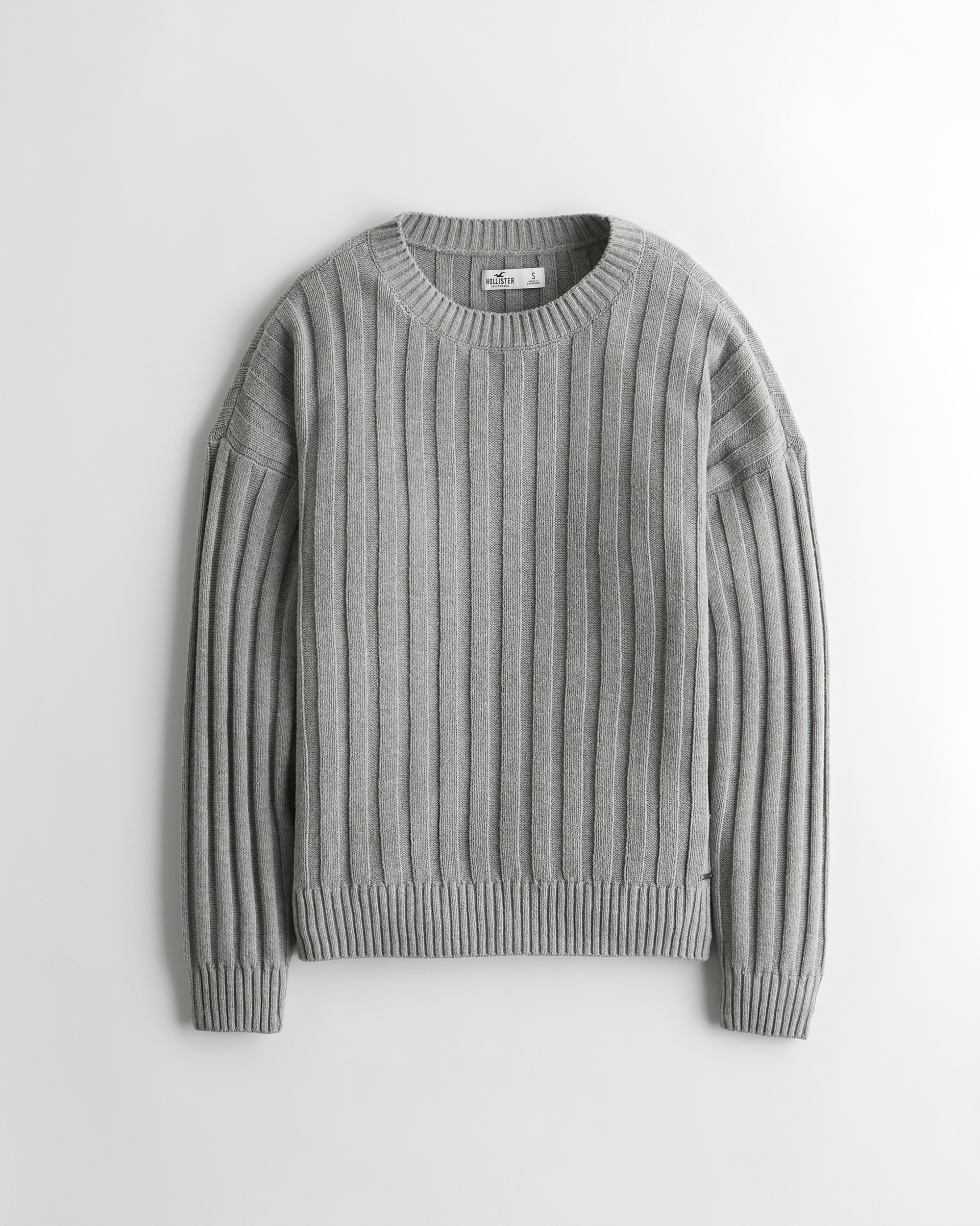 oversized ribbed crewneck cardigan