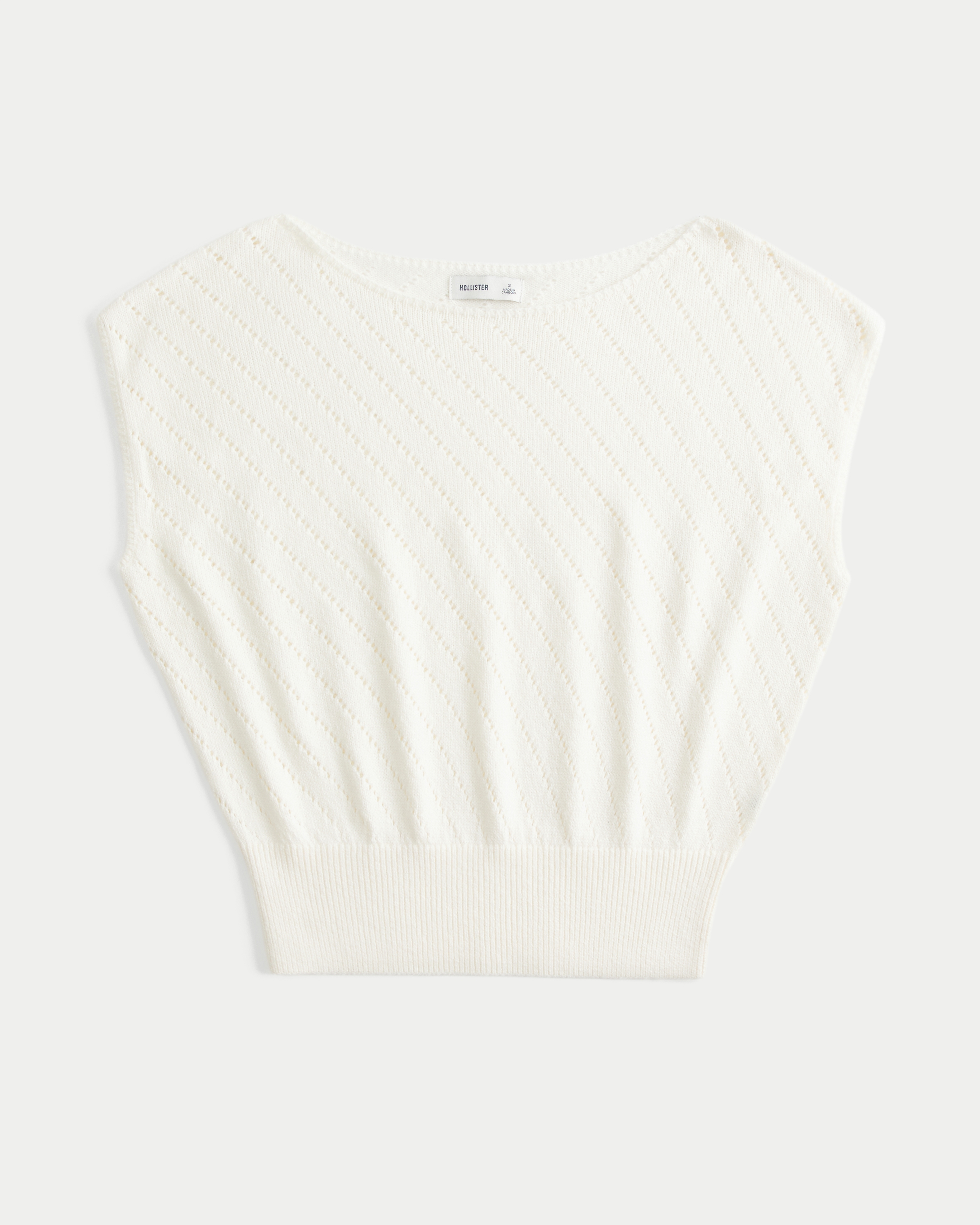 Banded Textural Cap Sleeve Sweater