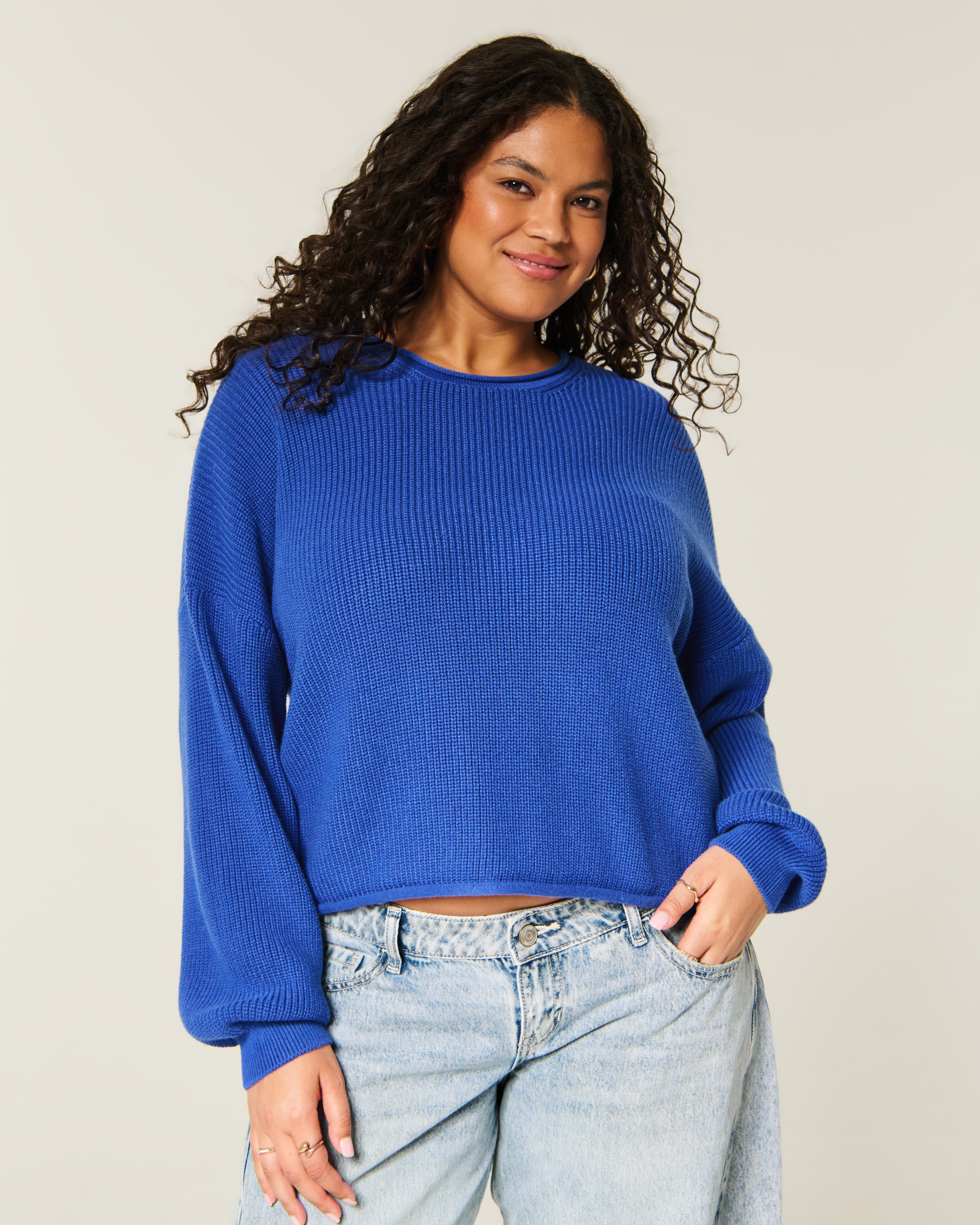 Hollister Easy Roll-neck Sweater In Blue