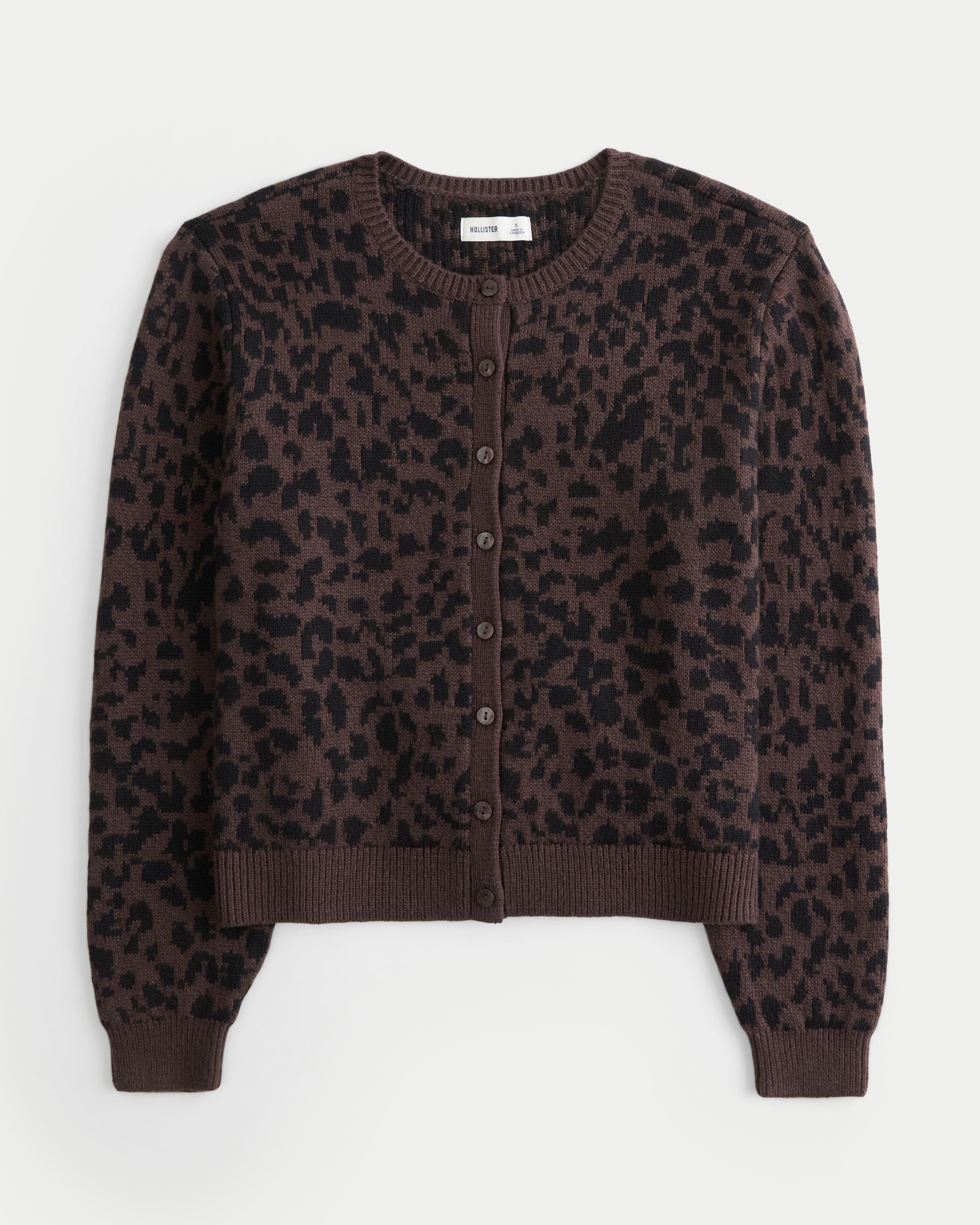 Easy Leopard Print Crew Cardigan