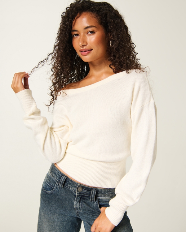 Banded Slouchy Off-the-Shoulder Sweater