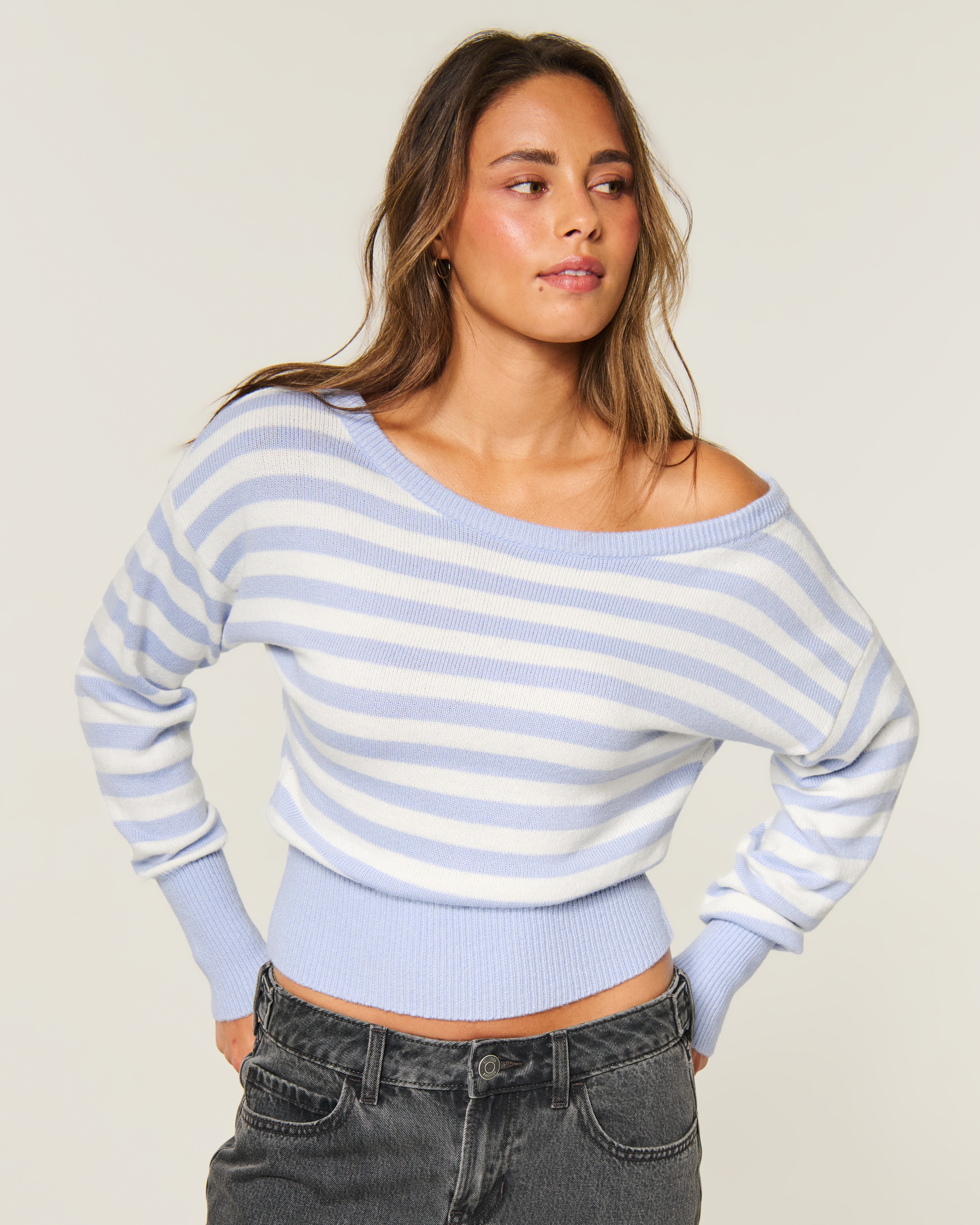 Easy Off-the-Shoulder Banded Sweater