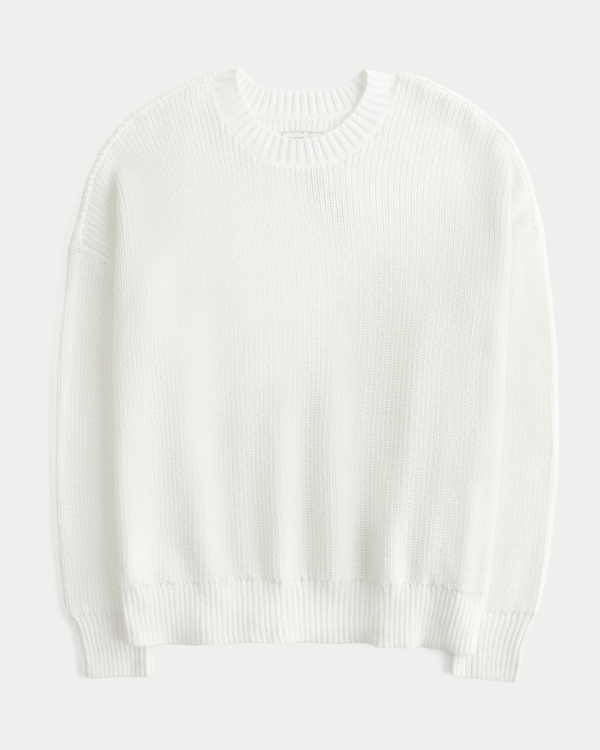 Relaxed Crew Sweater, White view 1