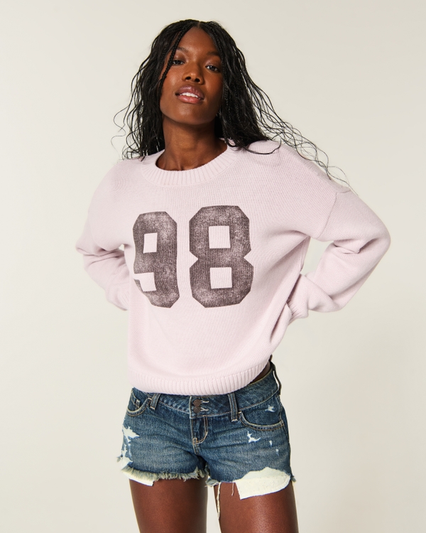 Relaxed Crew Sweater, Light Pink view 1