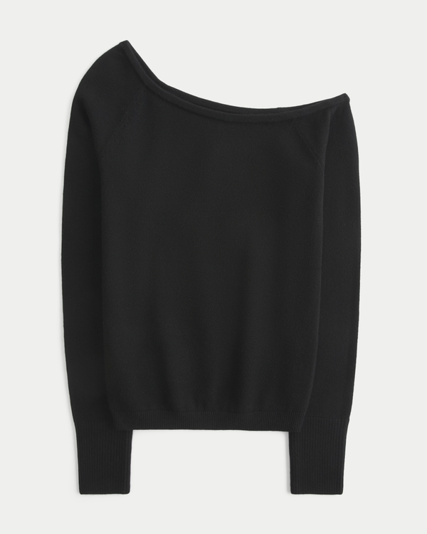 One-Shoulder Sweater, Black view 1
