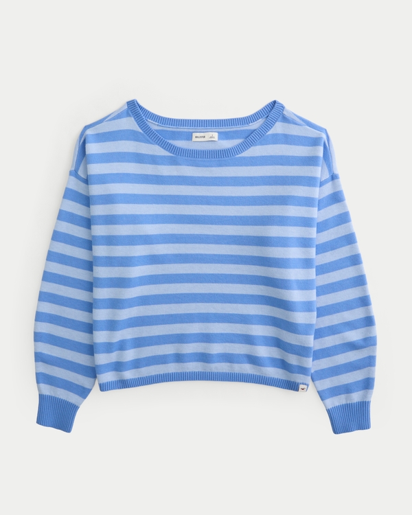 Easy Off-the-Shoulder Striped Sweater, Blue Stripe view 1