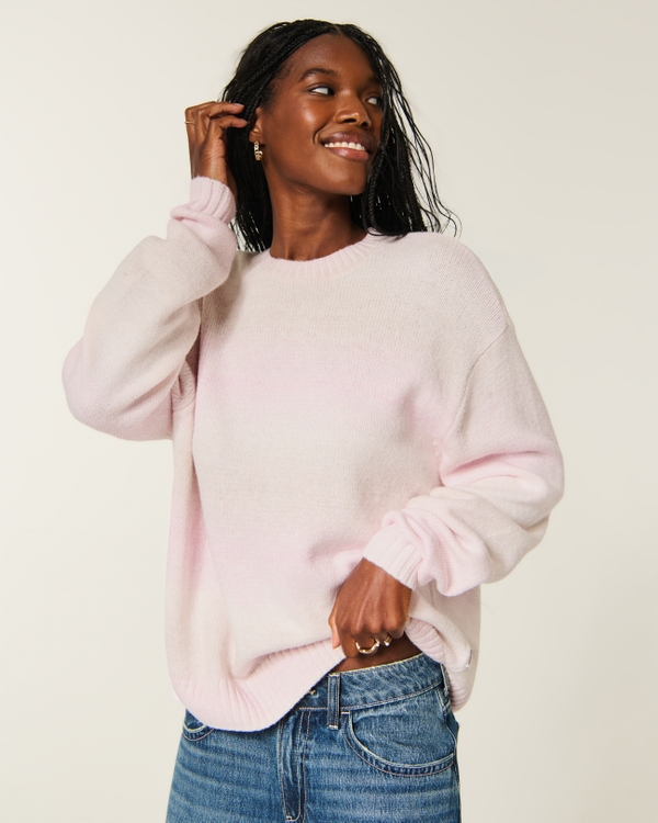 Oversized Crew Sweater, Light Pink view 1