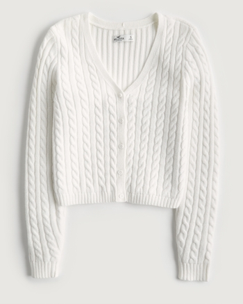 Women's Crop Cable-Knit Cardigan | Women's Tops | …
