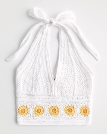 Women's Crochet Crop Halter Tank Women's Tops