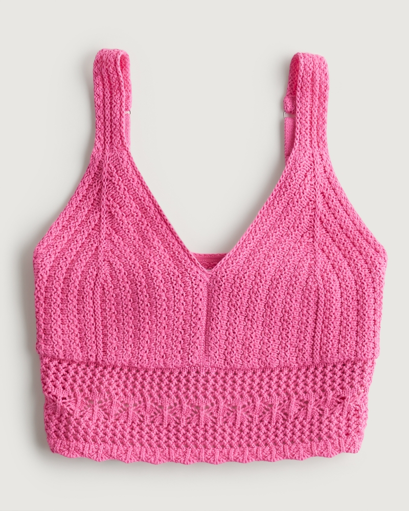 Hollister knitted crop top in pink