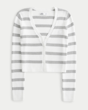 Hollister icon logo striped knit sweater in gray