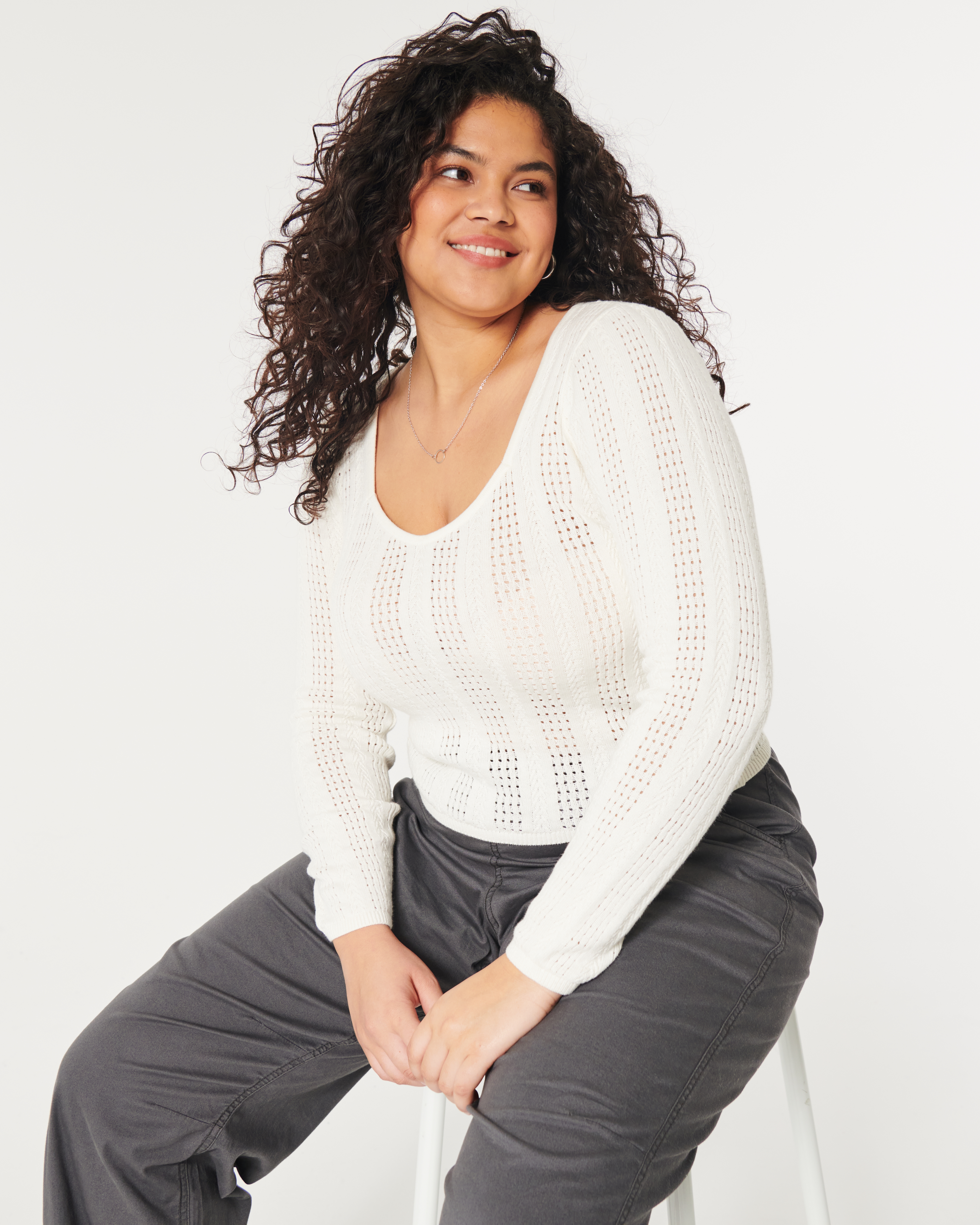 Textured Sweetheart Sweater
