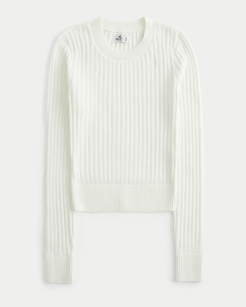 Women's Ribbed Crew Sweater, Women's Clearance