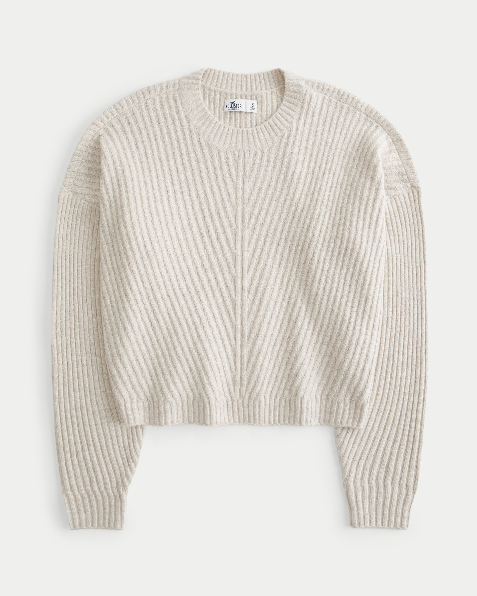 Hollister Beige Cream Cotton Wool Knit Long Sleeve Sweater Women Medium