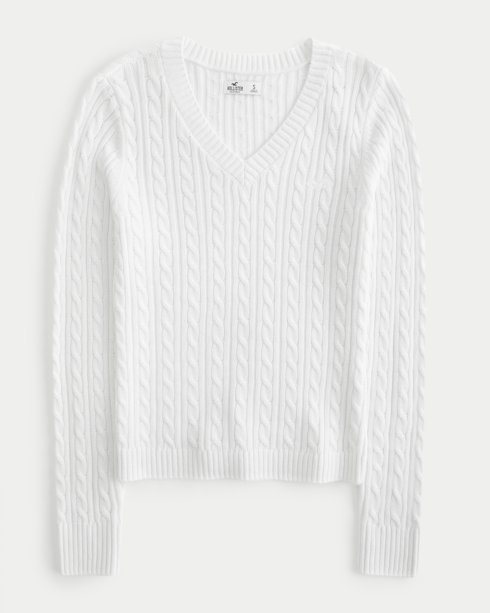 Hollister Oversized V-Neck Sweater (€37) ❤ liked on Polyvore featuring tops,  sweaters, whit…