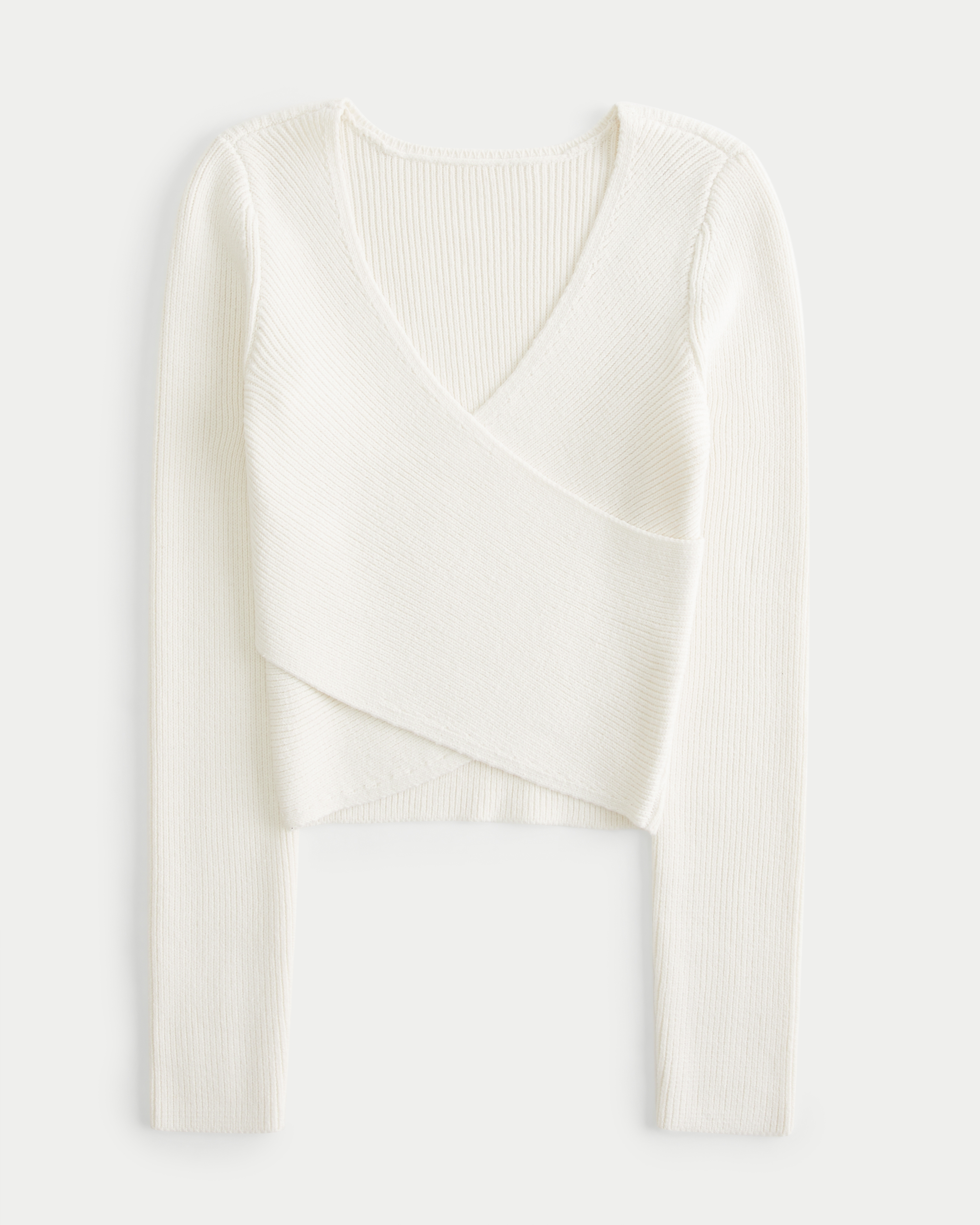 Hollister Long-Sleeve Ribbed Wrap Sweater Top