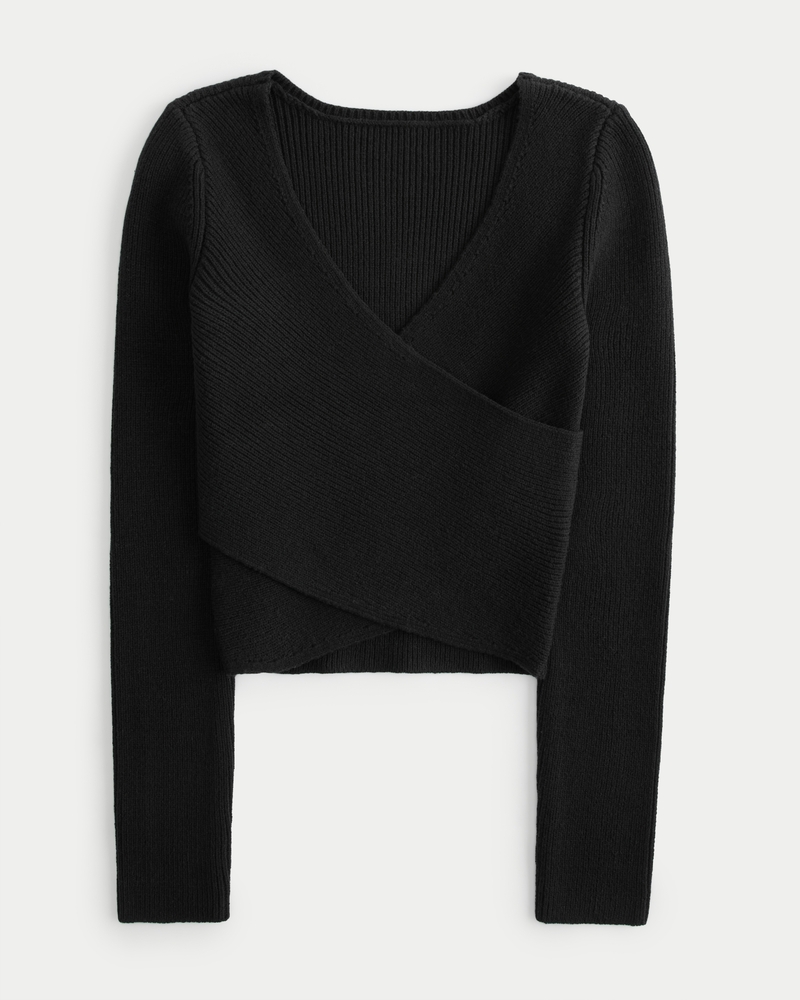 Women's LongSleeve Ribbed Wrap Sweater Top Women's Tops