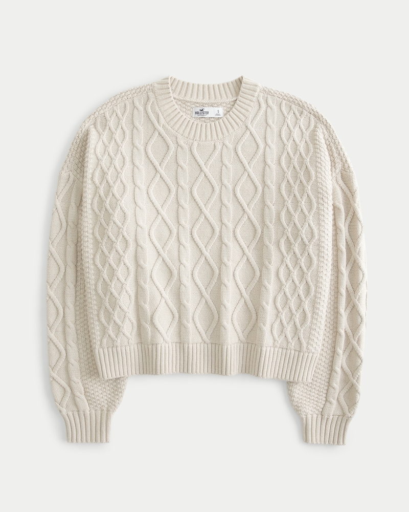 Easy Cable-Knit Crew Sweater