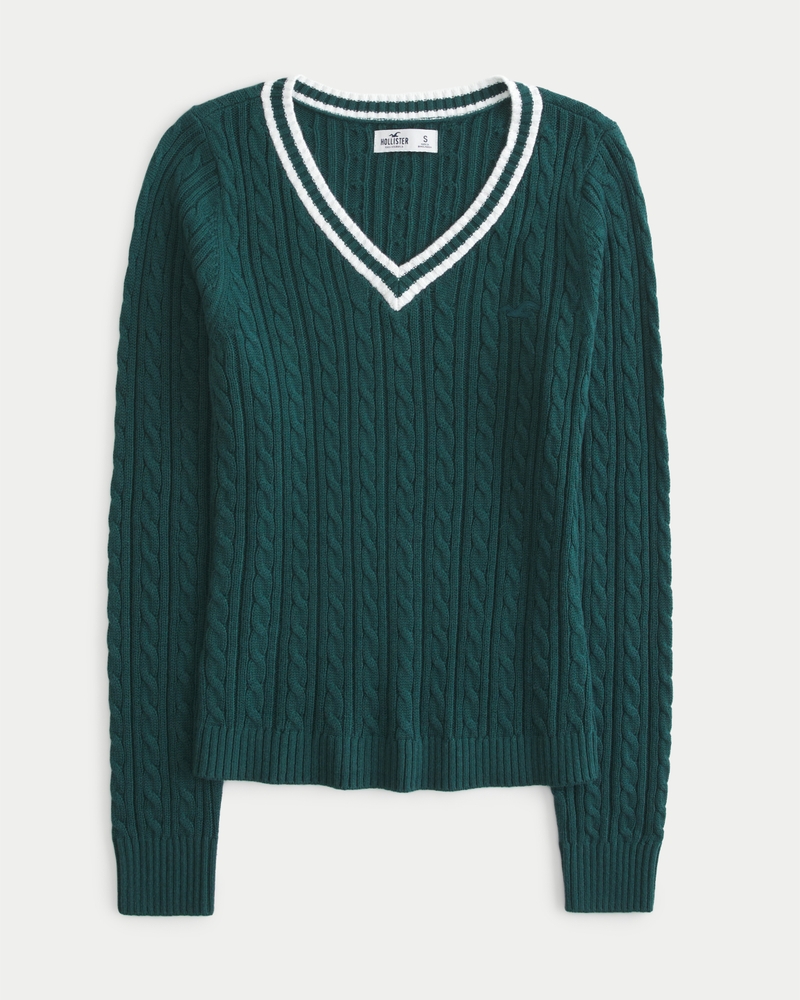 Cable-Knit Icon V-Neck Sweater