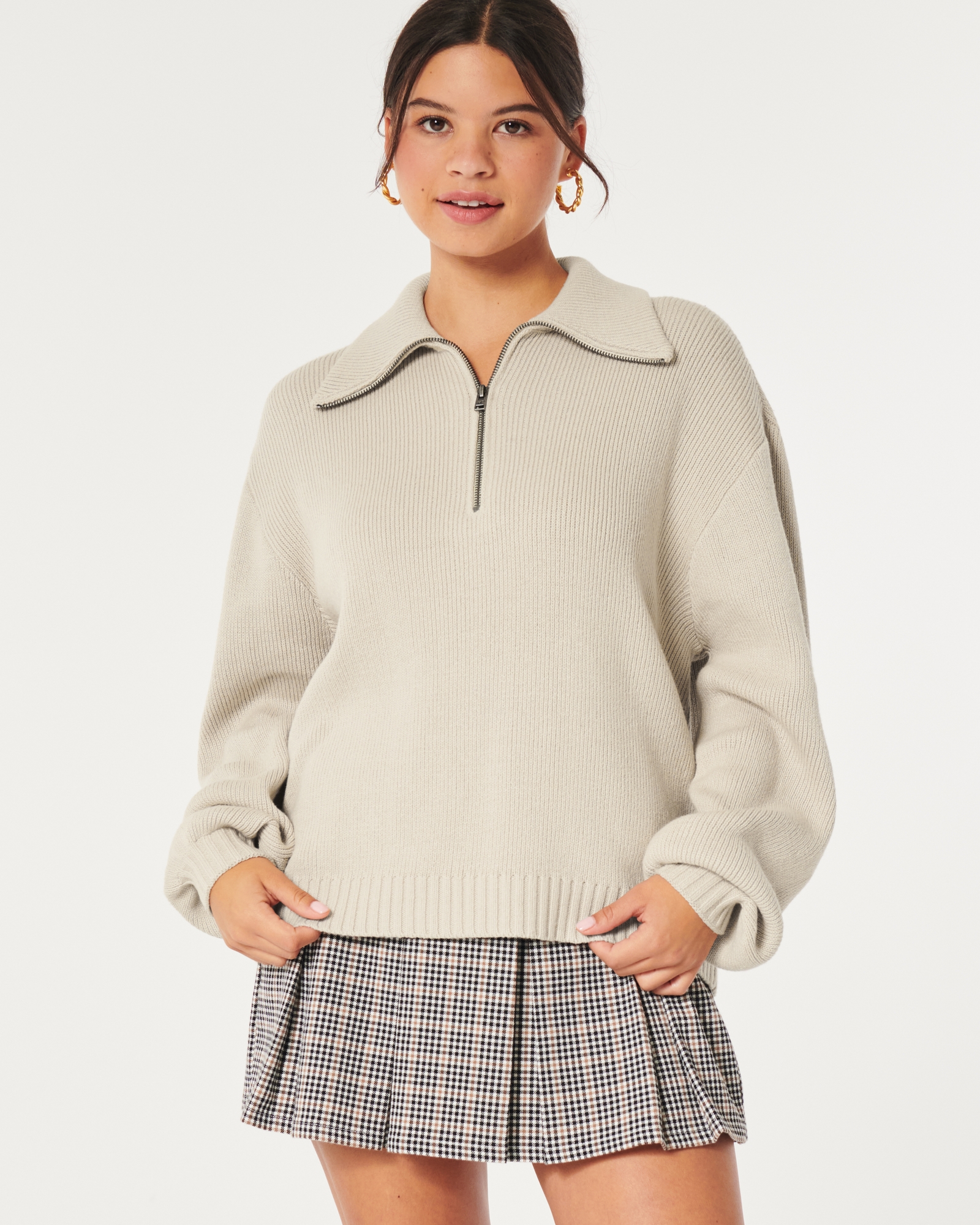 Women's Oversized Half-Zip Sweater, Women's Clearance