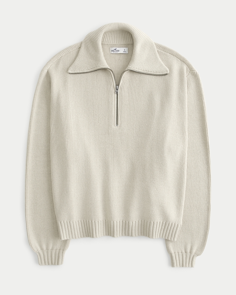 Women's Oversized Half-Zip Sweater | Women's New Arrivals | HollisterCo.com