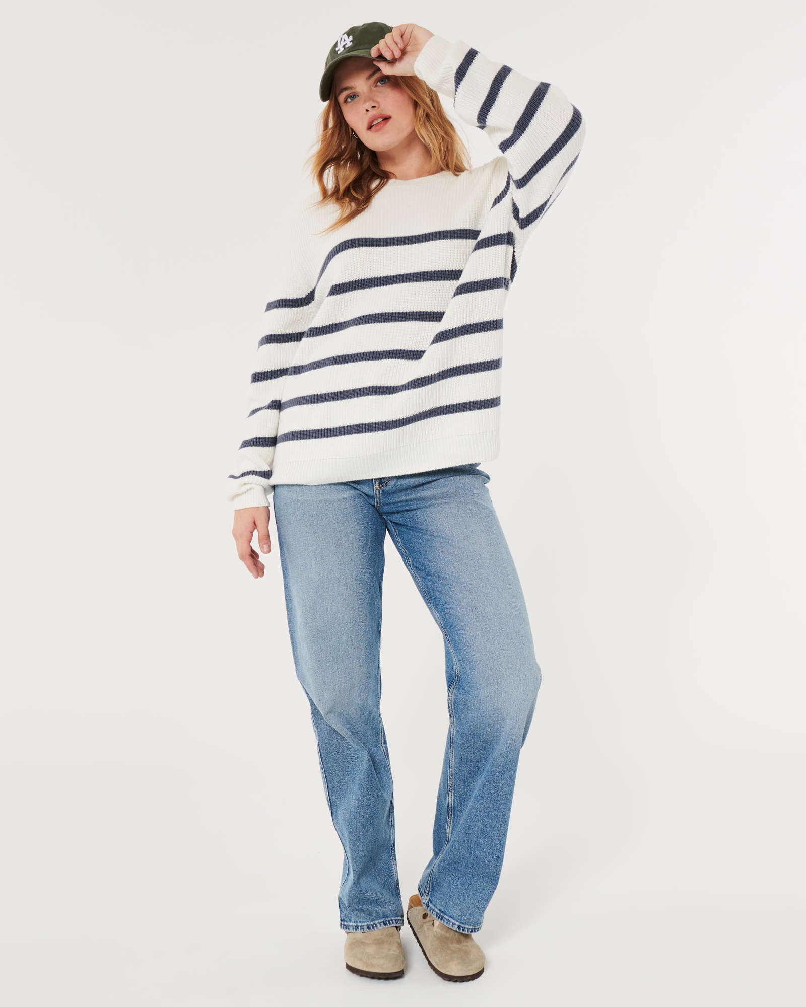 Women's Oversized Crew Sweater, Women's Clearance