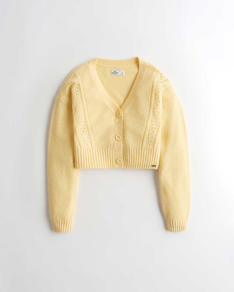 Madchen Kurzer Pointelle Cardigan Madchen Sale Hollisterco Com