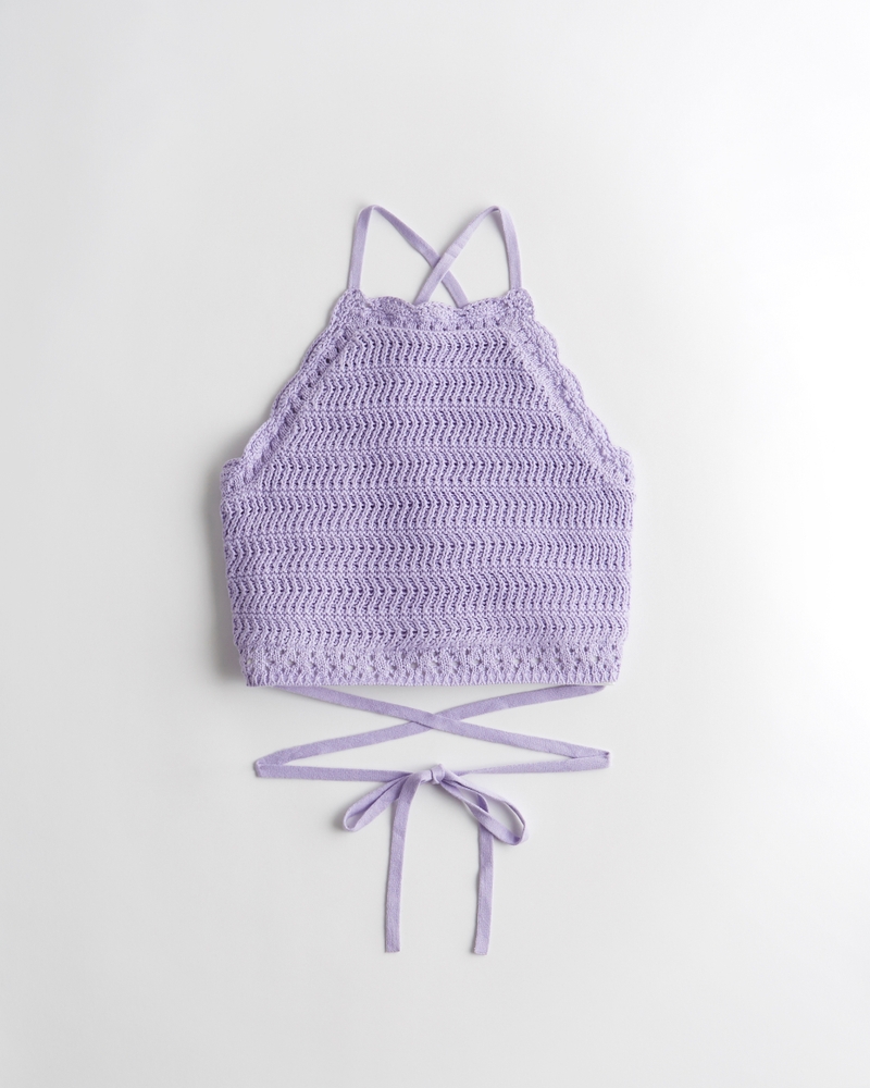 Madchen Kurz Geschnittenes Hochgeschlossenes Und Gehakeltes Pullover Tanktop Madchen Oberteile Hollisterco Com