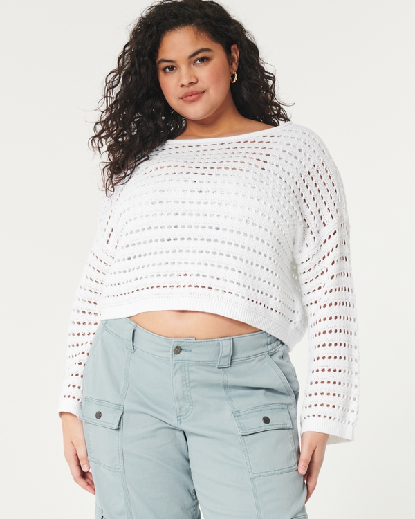 Hollister high neck knitted jumper with balloon sleeve in white - ShopStyle  Knitwear