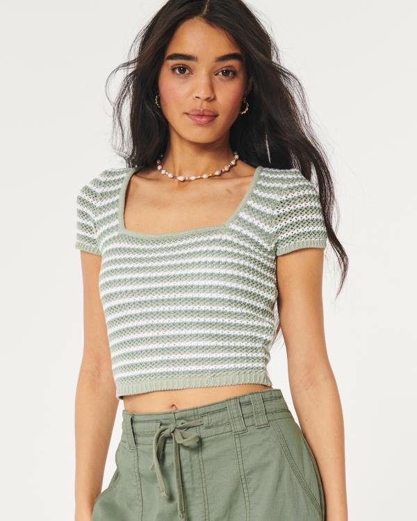 HOLLISTER Must Have Collection Long Sleeve Crop Top black Women's