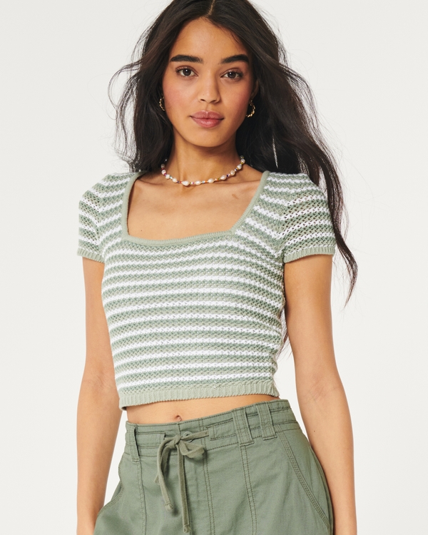 Hollister High Neck Knit Crop Tank Top