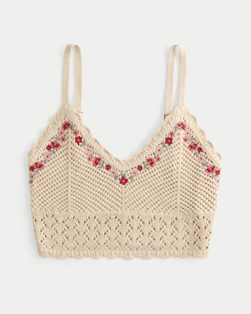 Women's Crop Embroidered Crochet Bralette | Women's Tops | HollisterCo.com