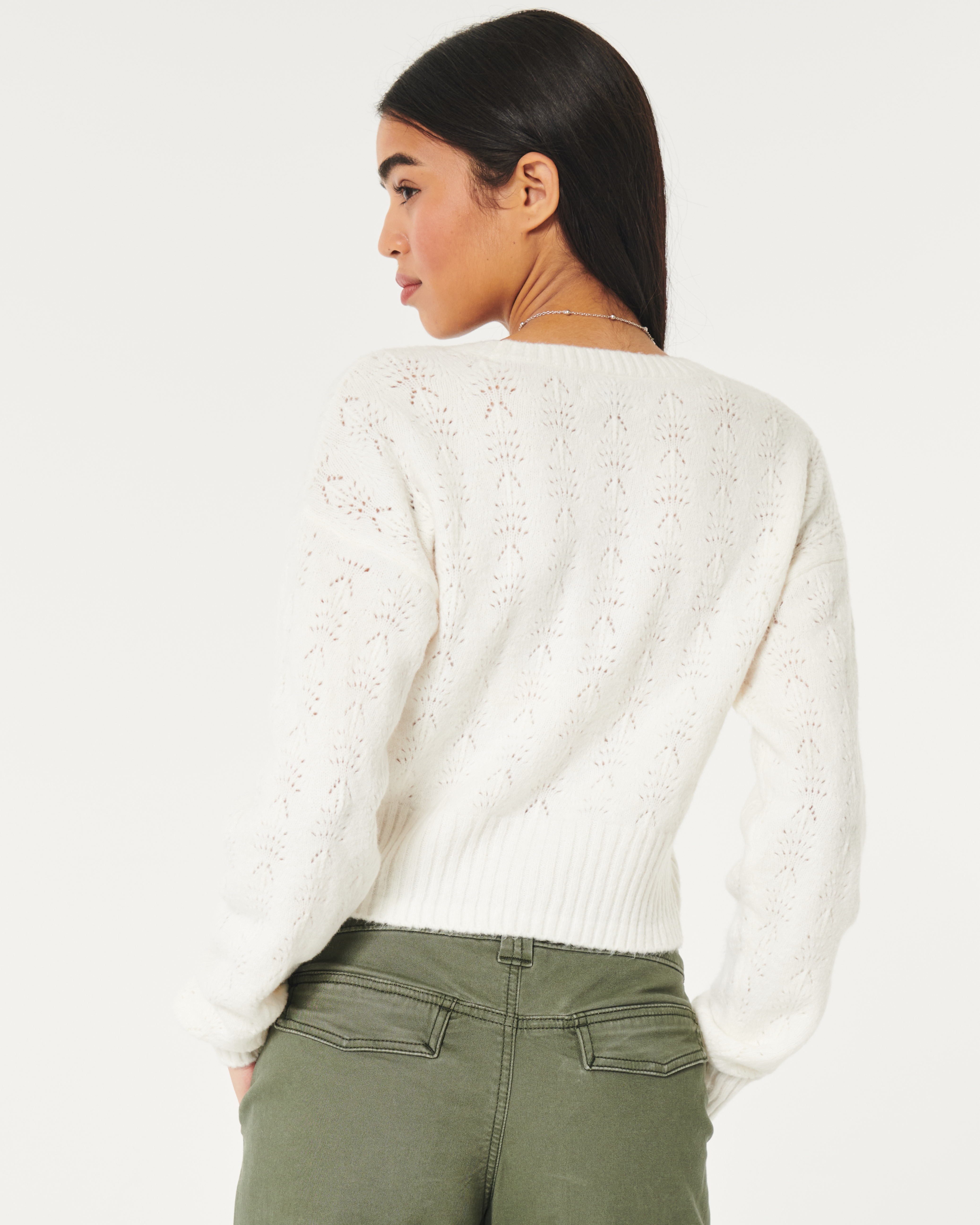 Hollister Women's Soft Knit Crop Sweater or Cardigan How-8 (X