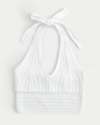 Women's Crochet Crop Halter Tank Women's Tops HollisterCo.ca