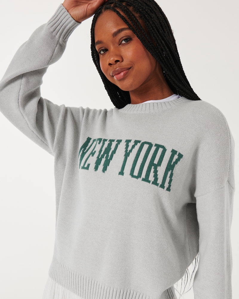 Womens New York Sweatshirts Crew Neck Country Usa Pullover Sweater