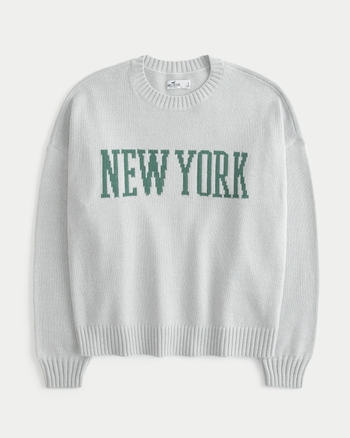 Women's Oversized New York Graphic Crew Sweater | Women's Clearance ...