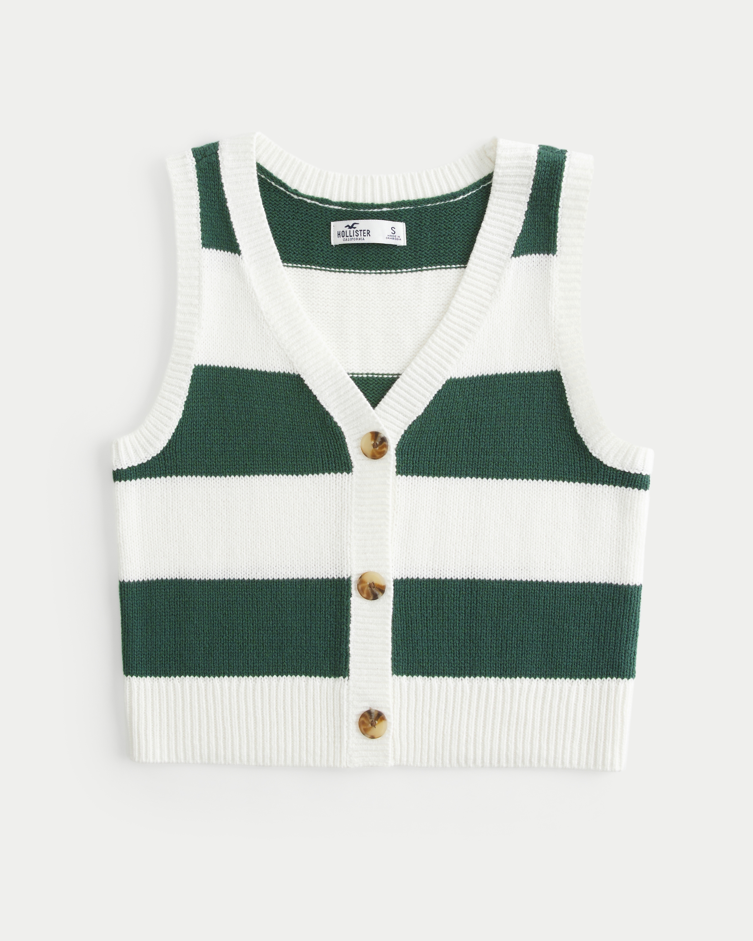 Women s Easy Sweater Vest in Green Stripe Size XXL from Hollister