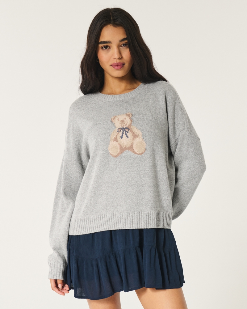 Easy Bow Graphic Crew Sweater