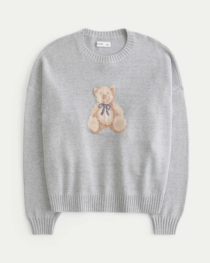 Women s Easy Teddy Bear Graphic Crew Sweater Women s New Arrivals HollisterCo