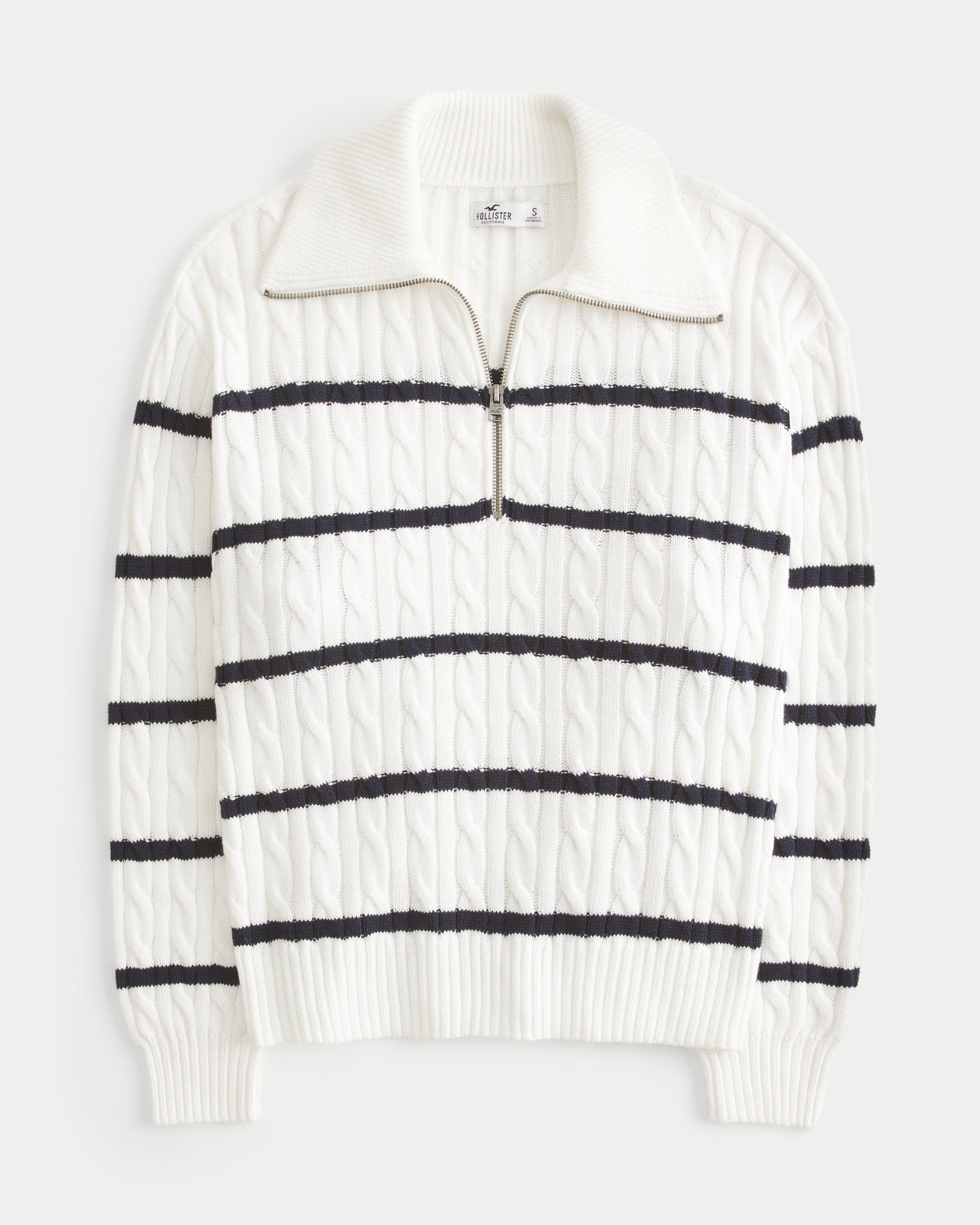 Women's Oversized Cable-Knit Half-Zip Sweater | Women's